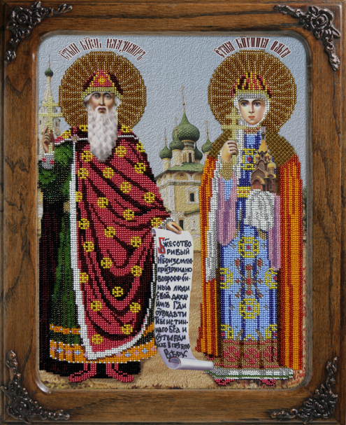 Вышивка бисером Икона Святые Ольга и Владимир